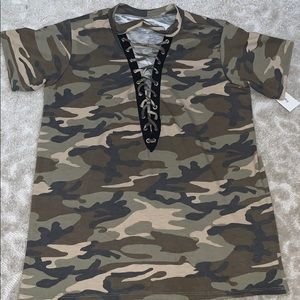 Camo Lace Up shirt